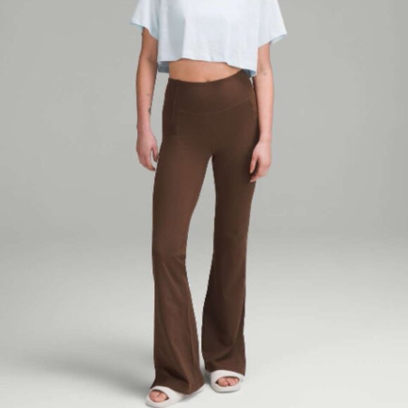 Lululemon Womens Groove High Rise Split Hem Flared Pant Size 4 Java Brown W5ENGS - Picture 1 of 14